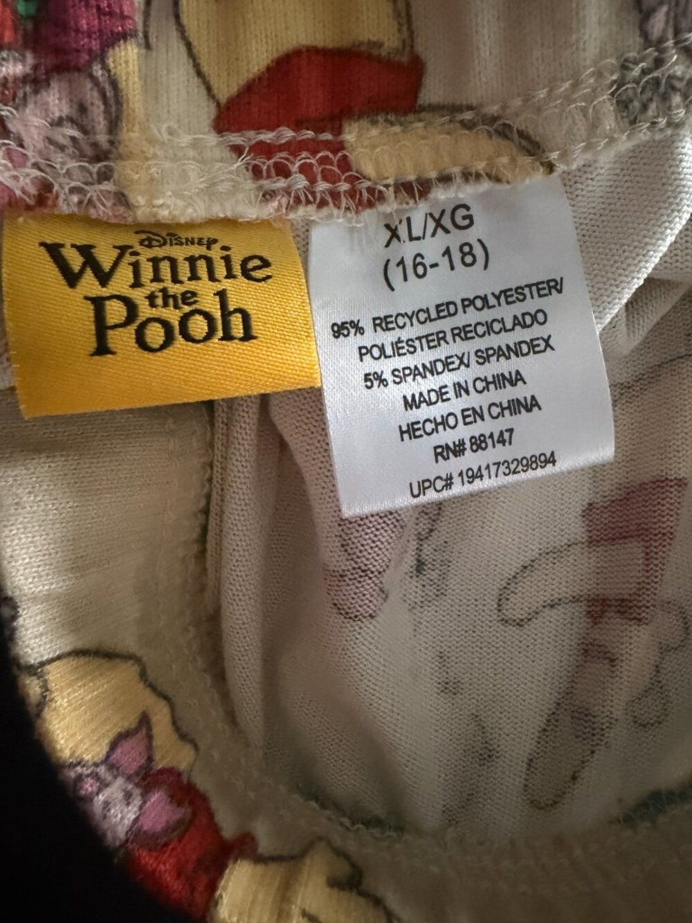 Disney Winnie the Pooh Piglet Pajama Pants Womens XL Hacci Knit Wide Leg - Picture 3 of 4